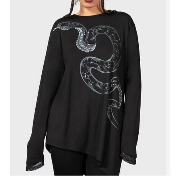Killstar Tops - Killstar Unisex Snake Graphic Tee Long Sleeve Size XL Black Goth